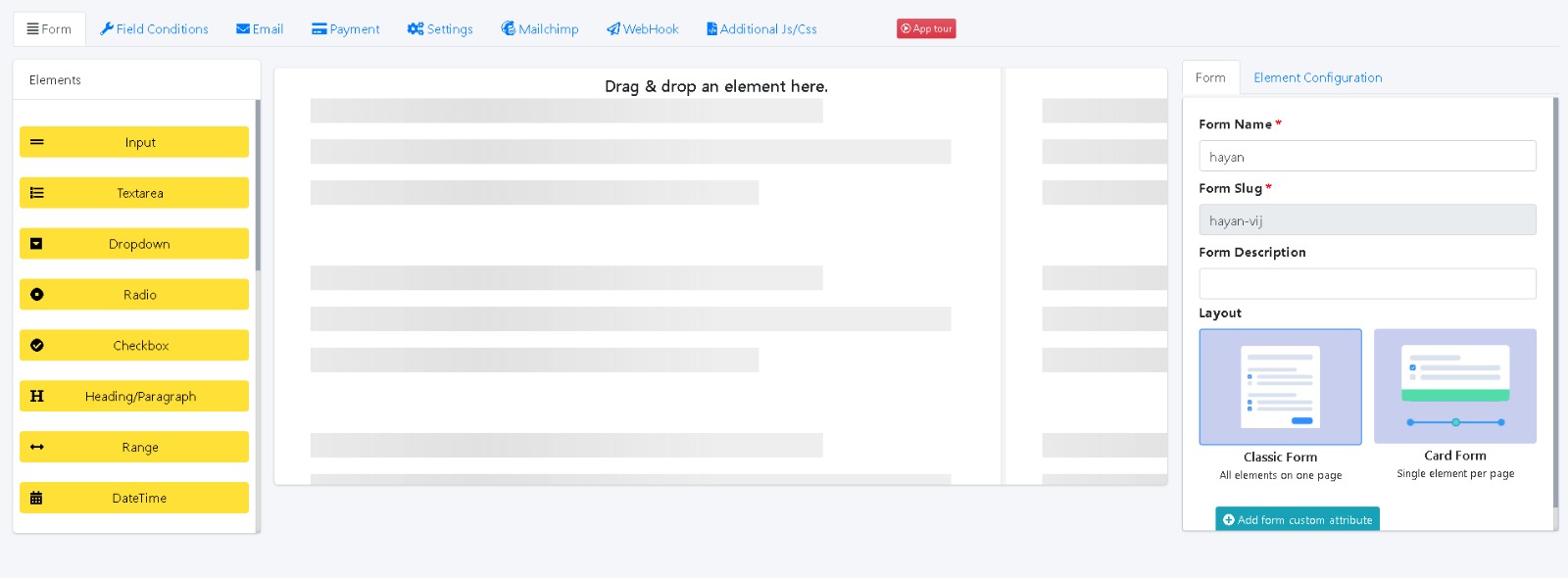 Form Builder tab Image