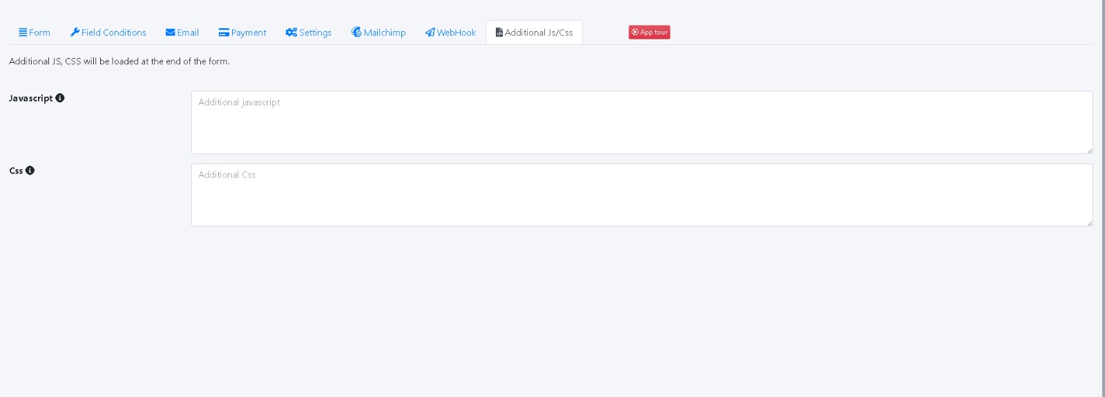 additinal js/css tab Image